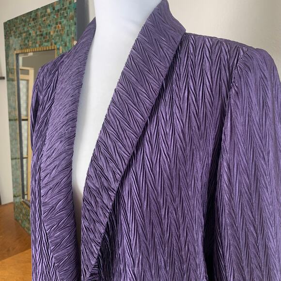 Chico's Size 1 US M Open Front Dress Blazer Jacket Purple Pattern Lined Formal - Picture 3 of 8